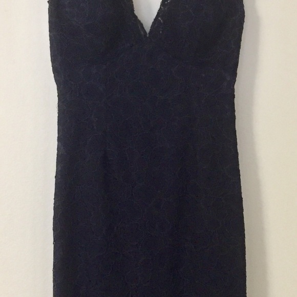 Watters&Watters Navy Blue Lace Embroidered Dress - Picture 1 of 5